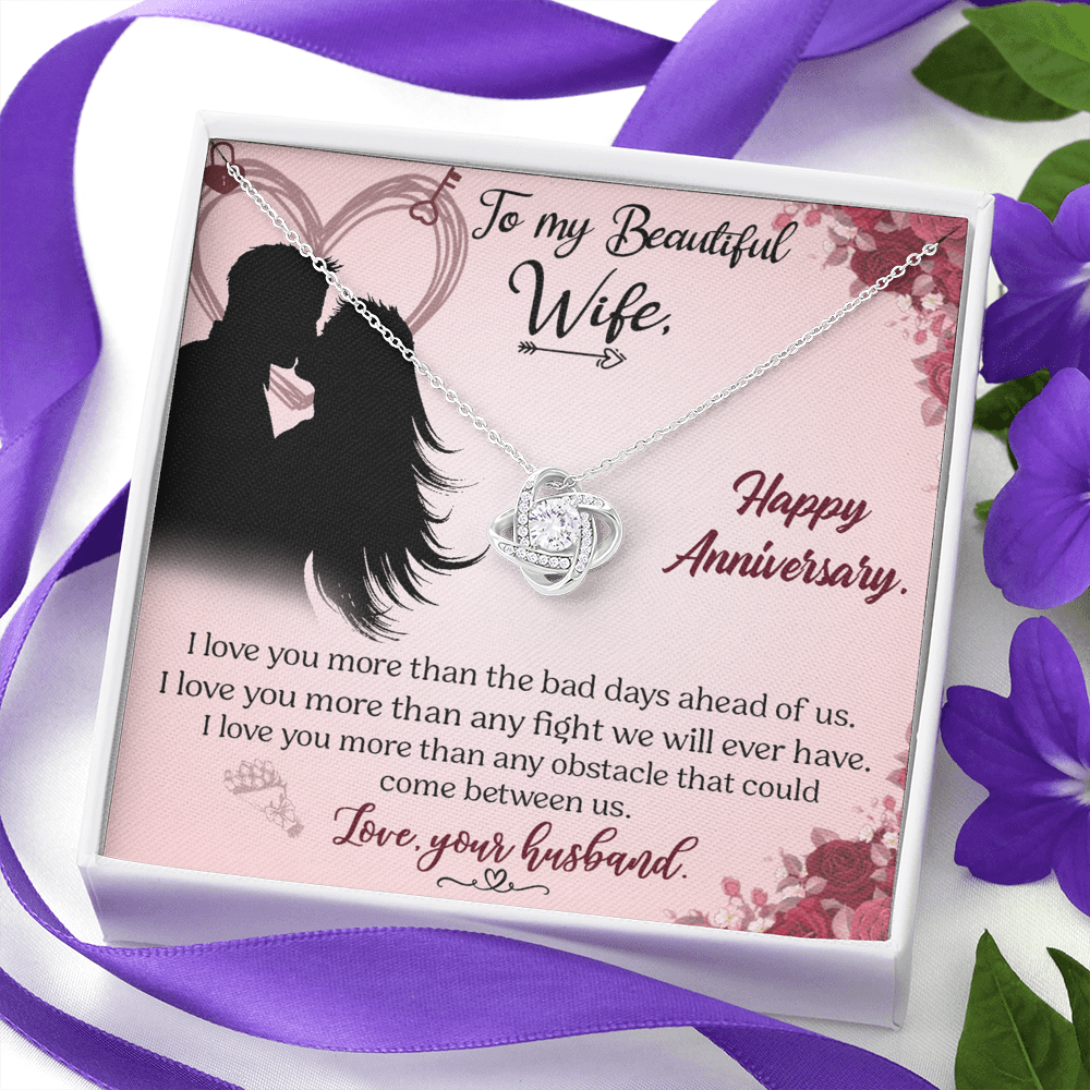 To My Beautiful Wife Necklace From Husband Valentines Day Necklace Gift For Wife Soulmate Gift Necklace Personalized Gift Jewelry For Women, Romantic Gift Necklace, Happy Anniversary Necklace