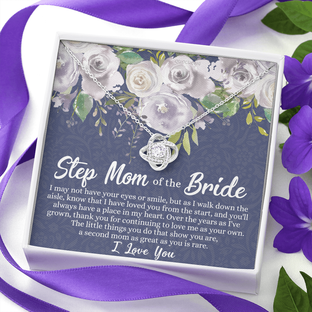 Mom Of The Bride Gift Necklace, To My Step Mom Love Knot Necklace From Daughter, Step Mom Gift Necklace - Second Mom Gift Necklace, Jewelry Gift For Women, Daughter To Step Mom Of The Bride Necklace