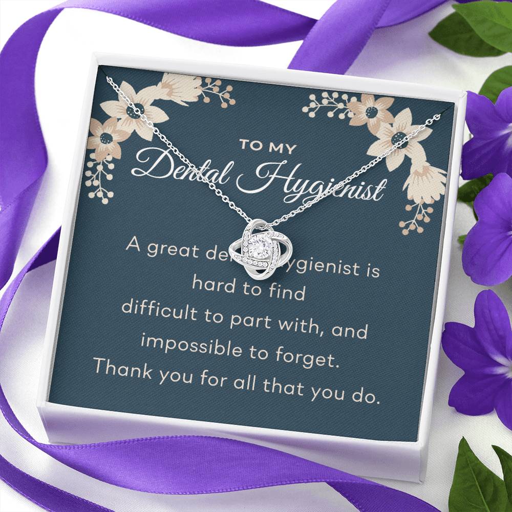 Personalized Gift Love Knot Necklace Gift For Dental Hugienist, Dental Hygienist Gift Necklace, Assistant Present Gift Necklace, Thank you Appreciation For Dental Hygienist Custom More Necklace