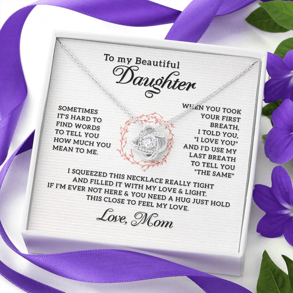 To My Beautiful Daughter Necklace from Mom, Mother and Daughter Gift Necklace, Gift for Daughter, Necklace for Daughter, Jewelry Gift For Girls, Little Girl, Sometimes It's Hard Gift Necklace
