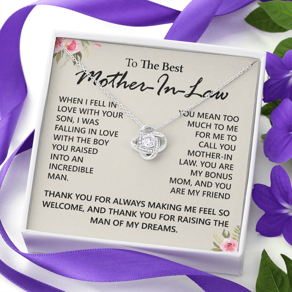 To My Mother in Law Love Knot Necklace From Daughter, Pendant Gift for Mother's Day Birthday Gift Boyfriend's Mom, Mother In Law On You Wedding Necklace Gift For Mother In Law, Gift For Bonus Mom
