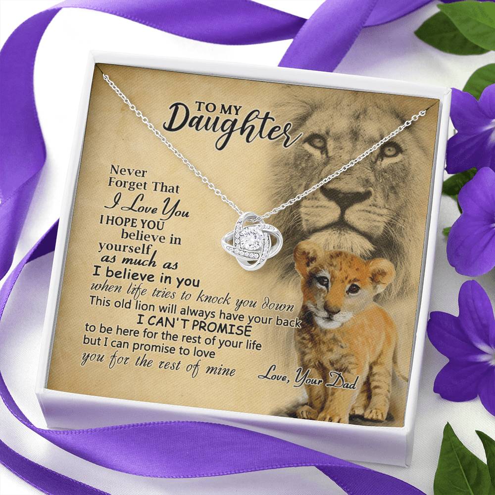 Daughter Gifts Necklace from Lion Dad to Daughter, Father Daughter Necklace, To My Daughter Lion Love Knot Necklace Gift Dad And Daughter Necklace Gift on Birthday Gift Anniversary Graduation Gift
