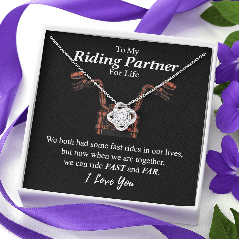 Gift Necklace For Motorcycle Wife, Love Knot Necklace Gift For Biker My Riding Partner For Life, Let's Ride Fast And Far Necklace, Necklace Pendant On Birthday Xmas Graduation Jewelry Gift For Women