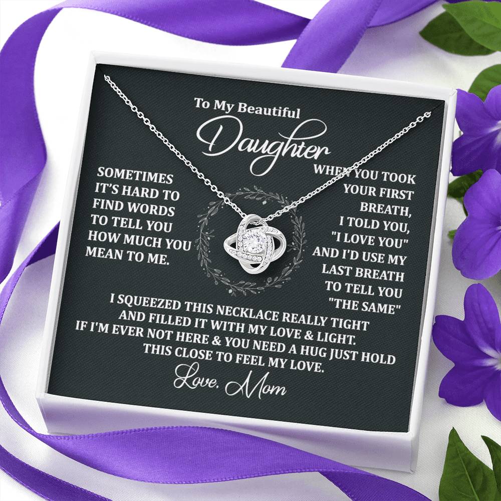 To My Beautiful Daughter Necklace Gift From Mom To Daughter, The Love Knot Necklace, Graduation Gift, Birthday Gift, Mothers Day Jewelry Birthday Gift For Daughter, Mother And Daughter Gift Jewelry