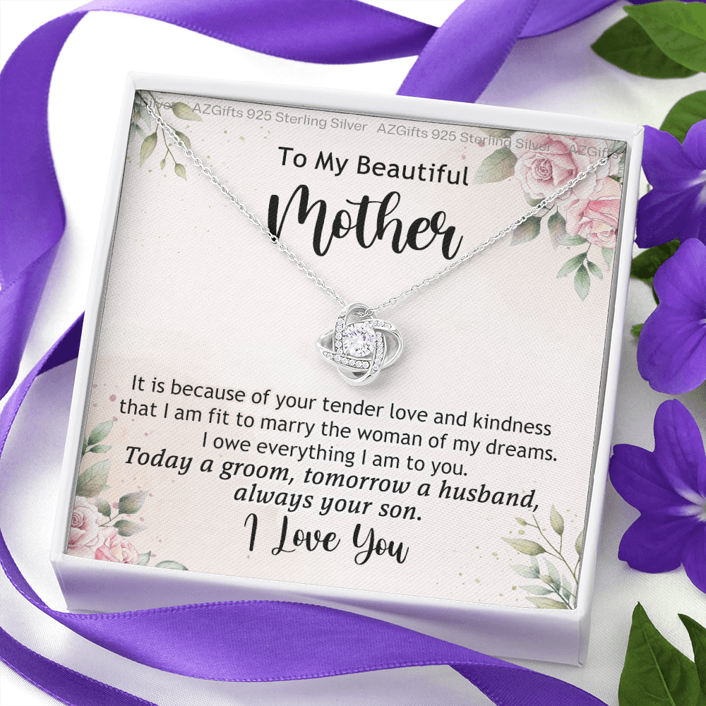 To My Beautiful Mother Necklace From Son, The Love Knot Necklace Gift For Mom, Mother, Bonus Mom Gift Necklace, Beautiful Mom Gift Necklace For Her, Mother's Day Necklace Jewelry For Mother, Moms
