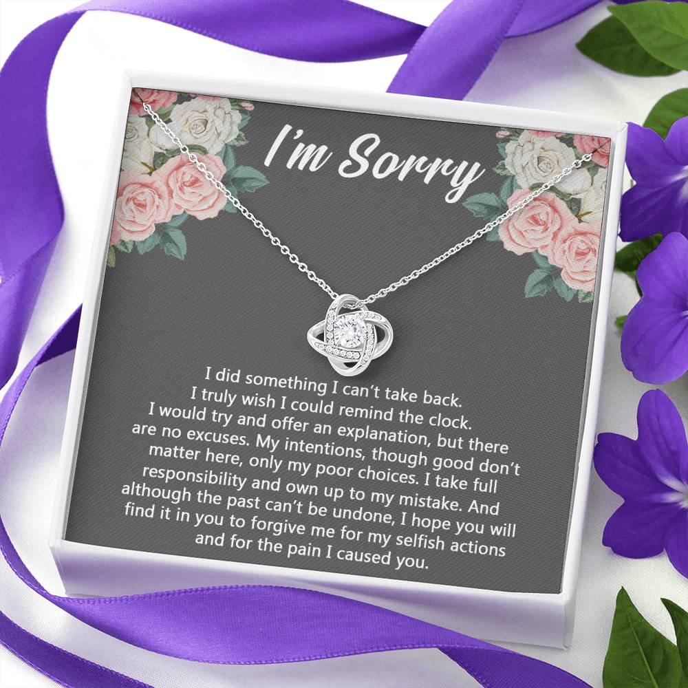 I'm Sorry Gift Necklace for Her, Apology Gifts Necklace for Girls, Woman Sorry Gift Necklaces with Meaningful Message Jewelry Sorry Gift Love Knot Necklace For Girlfriend Wife Soulmate Best Friend