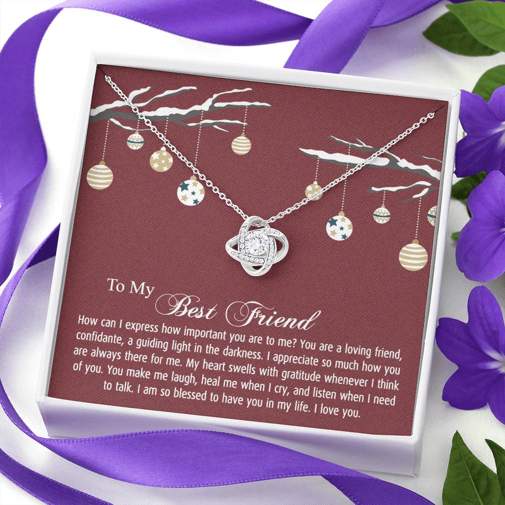 To My Best Friend Christmas Necklace From Friend, Jewelry Gift For Friend, Christmas Love Knot Necklace For Friend, BFF Gift Best Friend Gift Necklace On Birthday, Anniversary, Christmas For Friend
