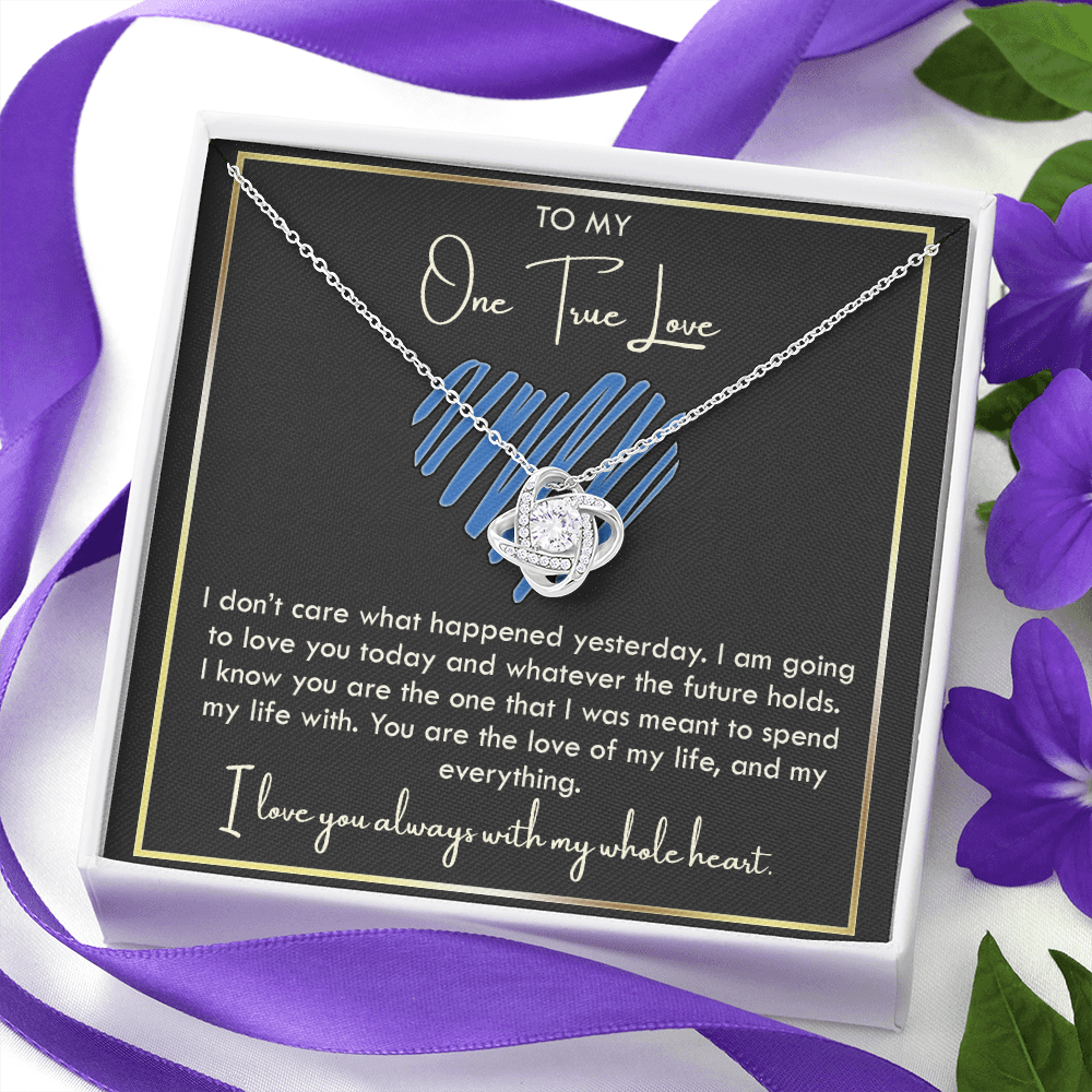 To My Girlfriend Necklace From Boyfriend, Husband, To My One True Love Knot Necklace With Message Card, Gift Necklace For Soulmate, Wife On Valentine s Day Gift For Wife, Soulmate Birthday Gift