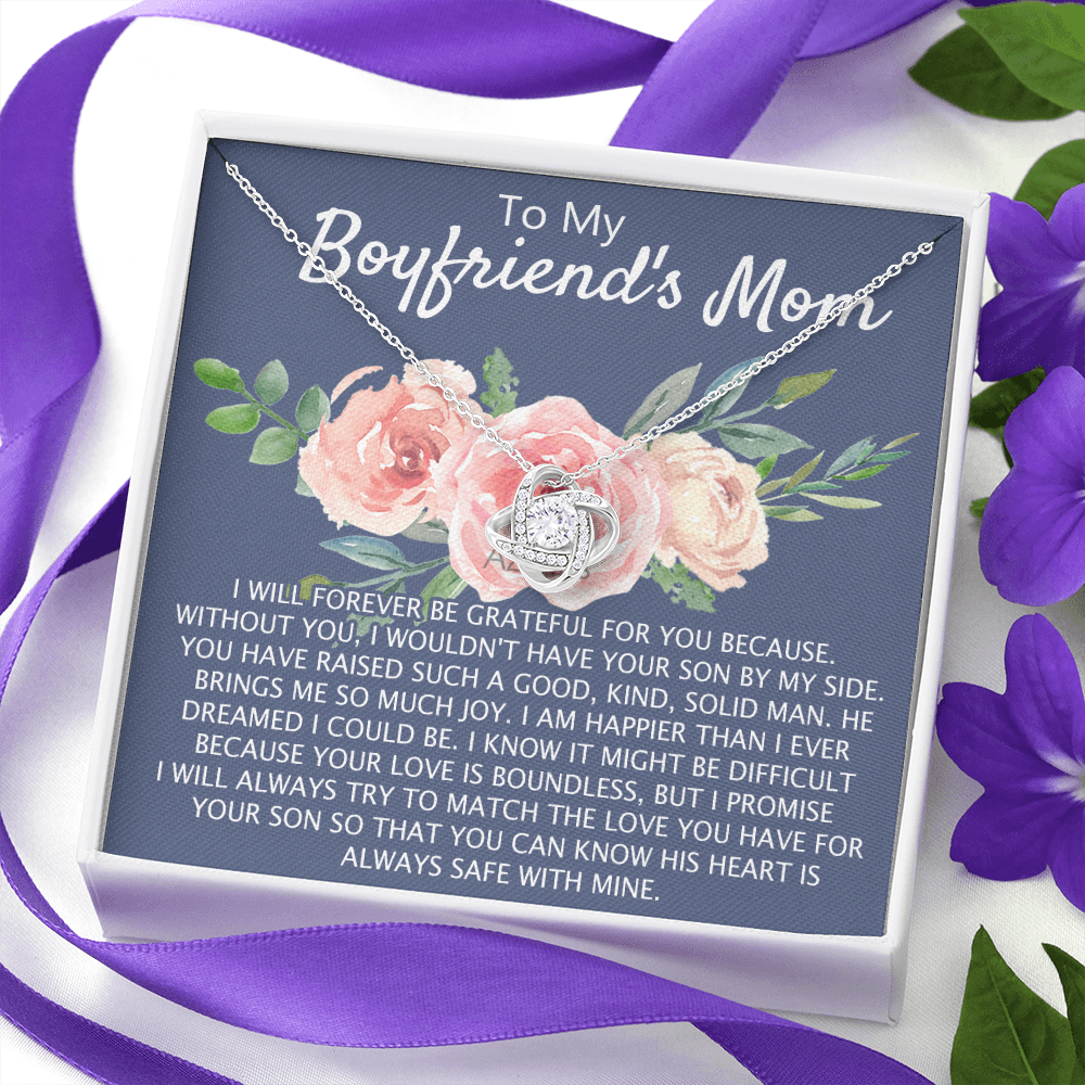 To My Boyfriend's Mom Necklace From Girlfriend, Mother's Day Necklace, Birthday For Boyfriend's Mom, Boyfriend's Mom Love Knot Necklace Jewelry For Women Gifts For Boyfriends Mom From Girlfriend Mom