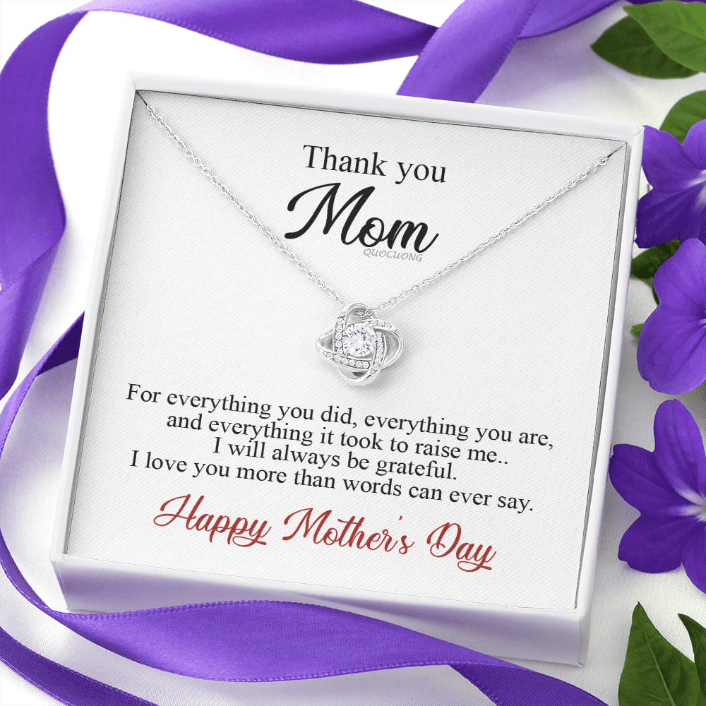 Thank You Mom Necklace Gift For Her, Happy Mother And Daughter Gift Necklace, To My Mom Necklace From Daughter, Thank You Card Gift For Mom On Mother's Day, Anniversary Necklace Gift For Her