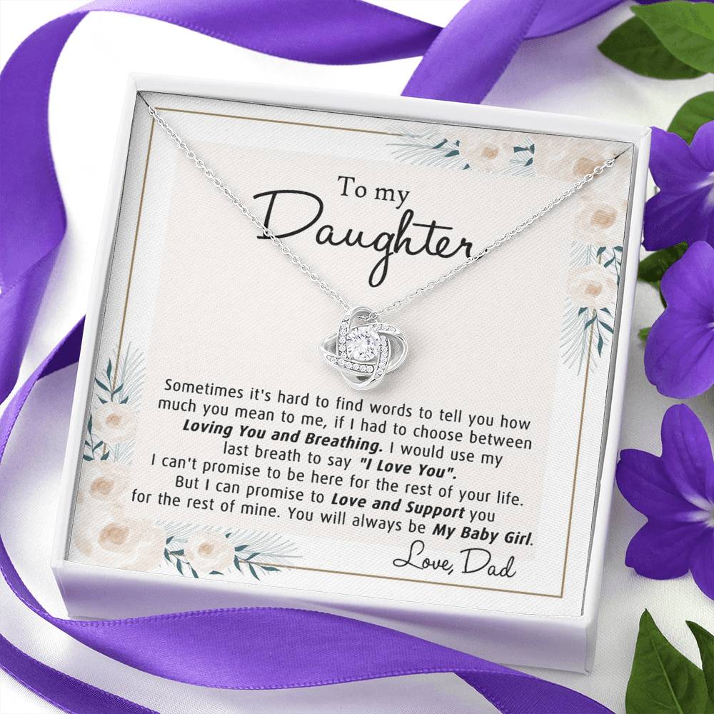 To My Daughter Gift Necklace From Dad with Message Card and Gift Box for Daughter Gift Necklace, Father And Daughter Gift Jewelry For Girls, Little Girl Necklace Loving You And Breathing Jewelry