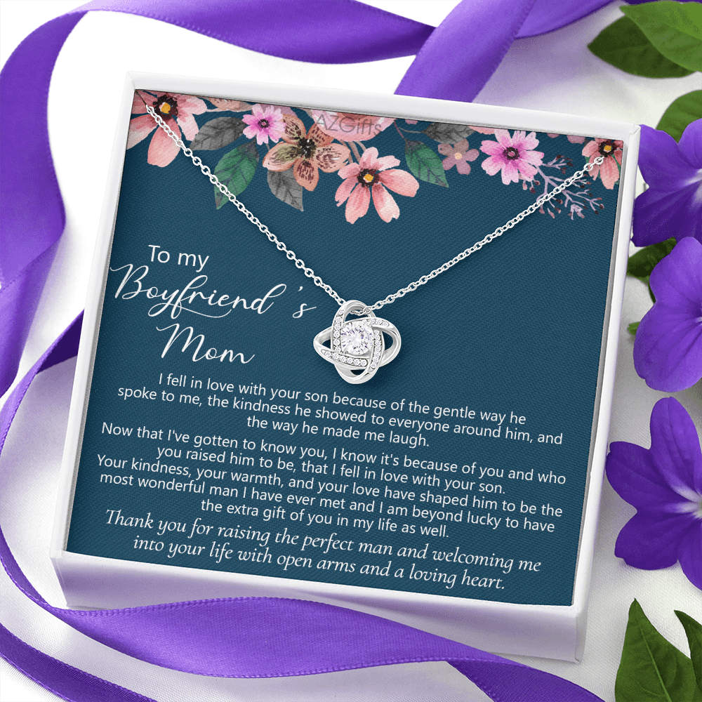 To My Boyfriends Mom Necklace From Girlfriend, Mother And Son Gift Necklace, Gift For Boyfriends Mom Love Knot Necklace Gift For Her, Jewelry For Boyfriend's Mom On Mother's Day Necklace, Christmas