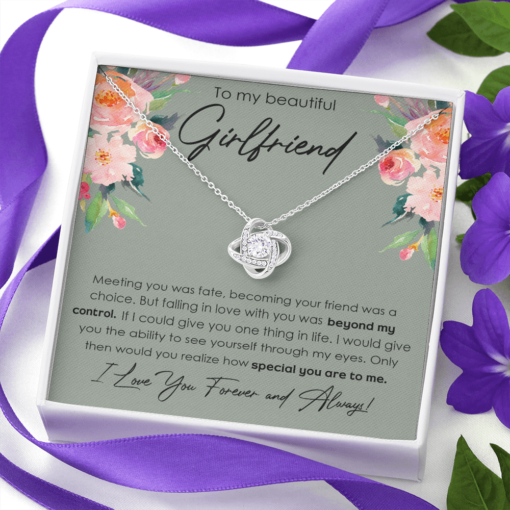 To My Beautiful Girlfriend Love Knot Necklace From Boyfriend, Husband, Beautiful Girlfriend Gift Necklace - Love Knot Pendant Gift For Girlfriend, Soulmate Jewelry Gift To Girlfriend From Boyfriend