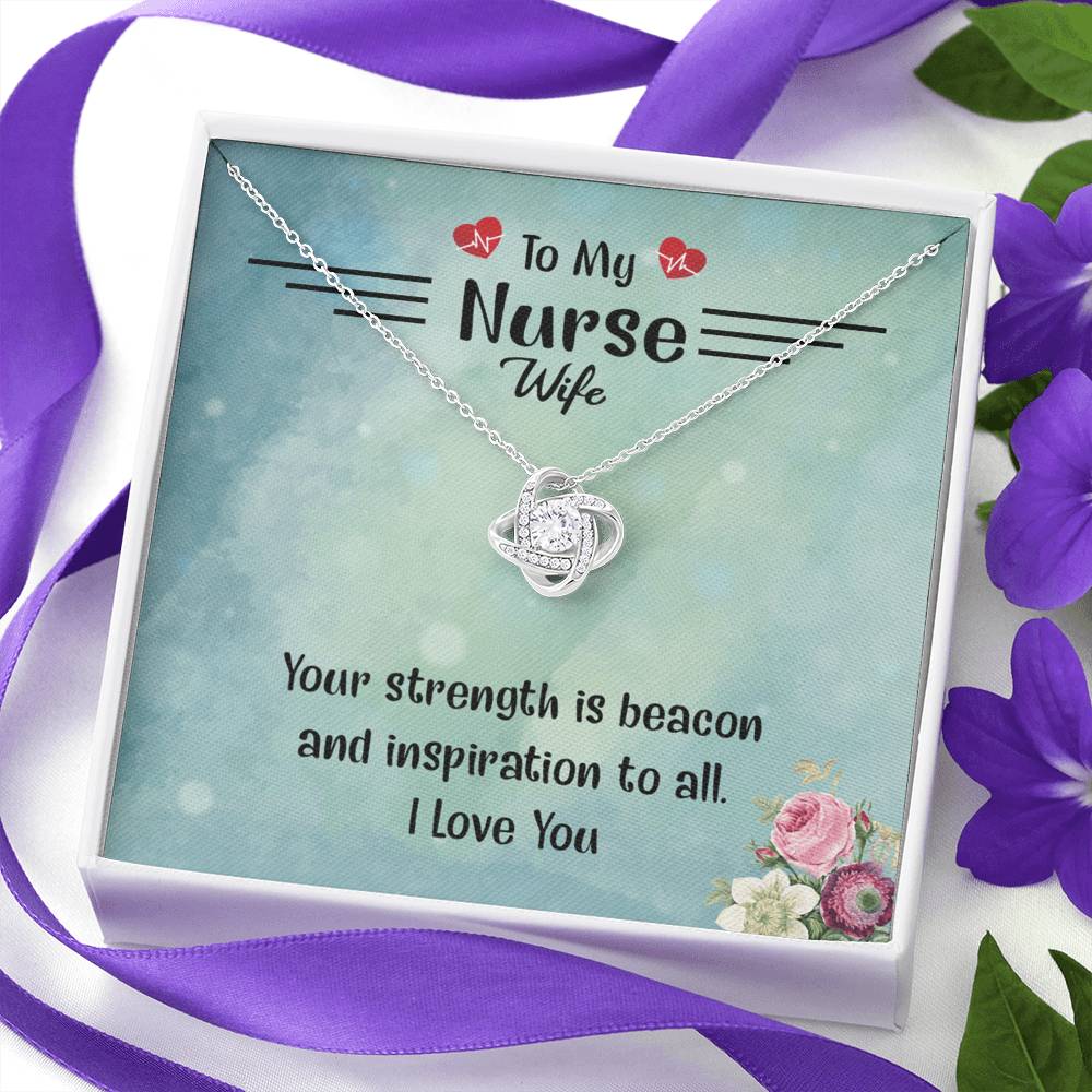 To My Nurse Wife Necklace From Husband, Strength Is Beacon Necklace Husband And Wife Love Knot Pendant, Nurse Wife Gift Necklace, Nurse Wife Jewelry Gift For Women, Nurse Soulmate Gift Necklace