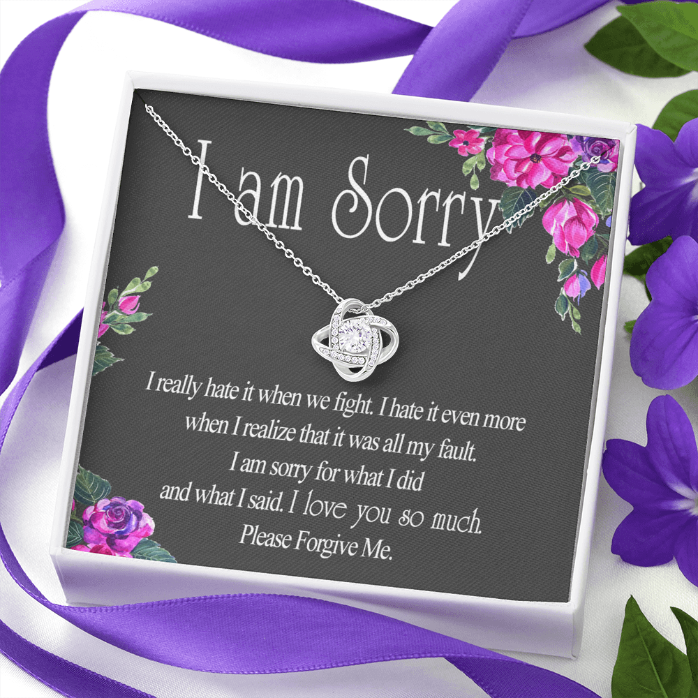 Wife Necklace From Husband I Am Sorry Love Knot Necklace Gift For Wife Husband To Wife Jewelry Gift For Women Wife Gift Necklace Soulmate Gift Necklace Sorry Gift Necklace I Am Sorry Gift Pendant