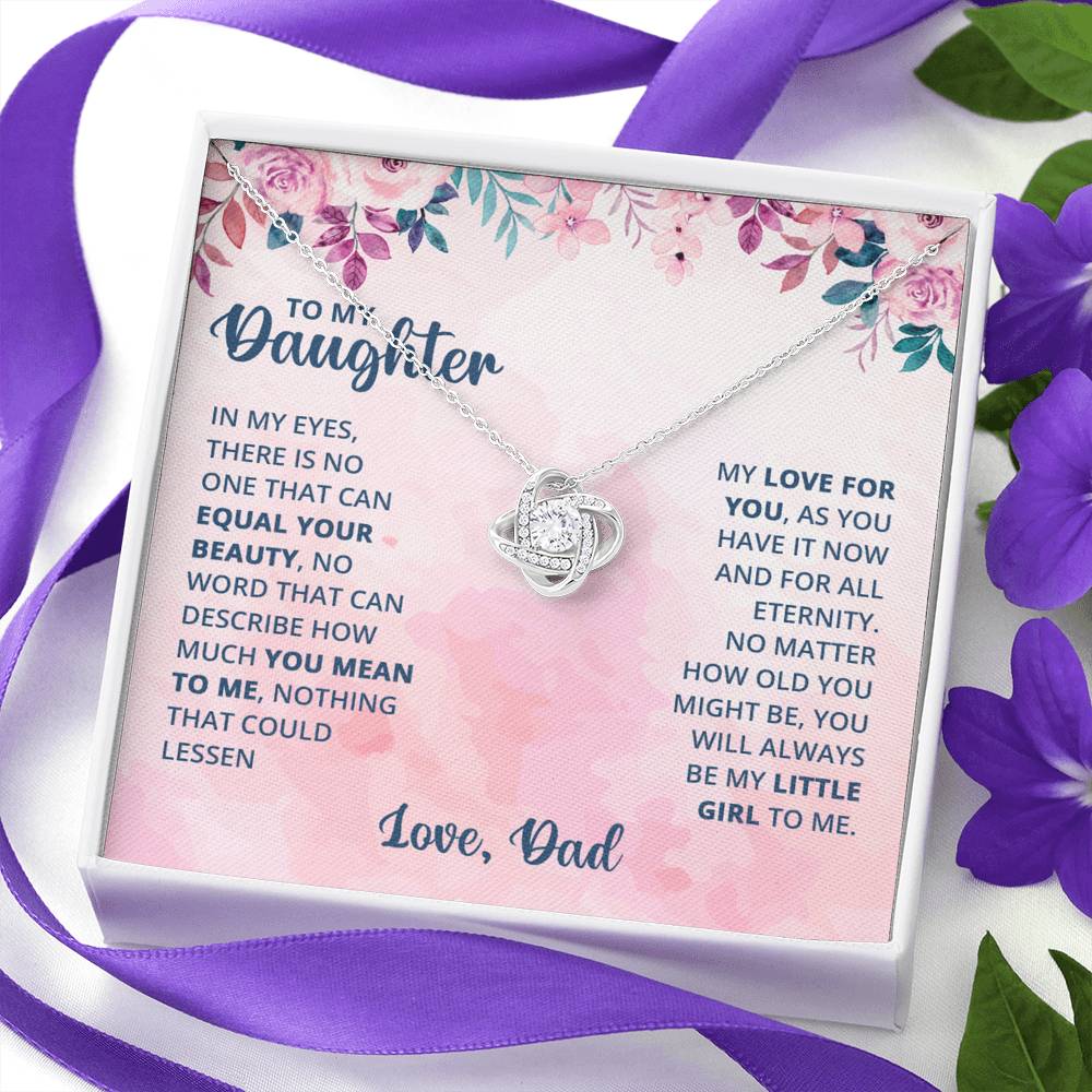 Father To Daughter Gifts Necklace From Dad, Father And Daughter Love Knot Necklace, To My Daughter Necklace From Daddy On Graduation, Birthday, Valentines, Christmas For Daughter Beautiful Girl