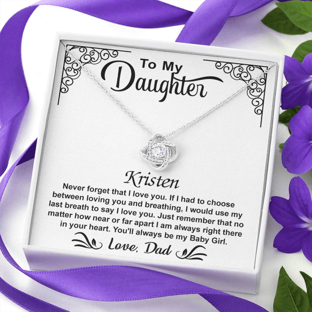 To My Daughter Love Knot Necklace with Luxury Box Gift From Dad, To My Daughter Lion Dad And Daughter - Father Daughter Gifts Ideas Love, Pendant Necklaces On Birthday, Christmas