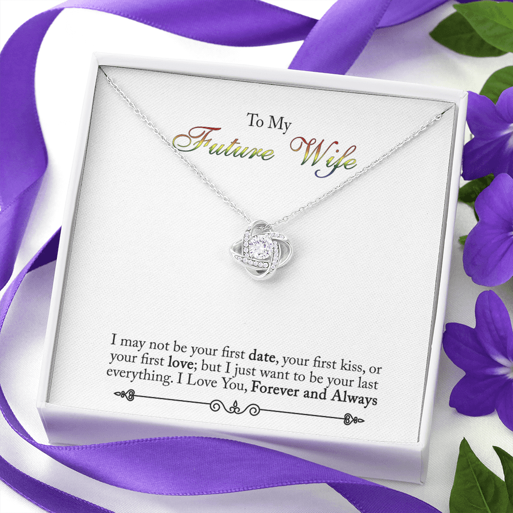 To My Future Wife Necklace Love Knot Necklace For Wife, Girlfriend With Box And Message Card, Soulmate Gifts, Necklace For Her From Boyfriend, Jewelry Gift For Bride Fiance, One Year Anniversary
