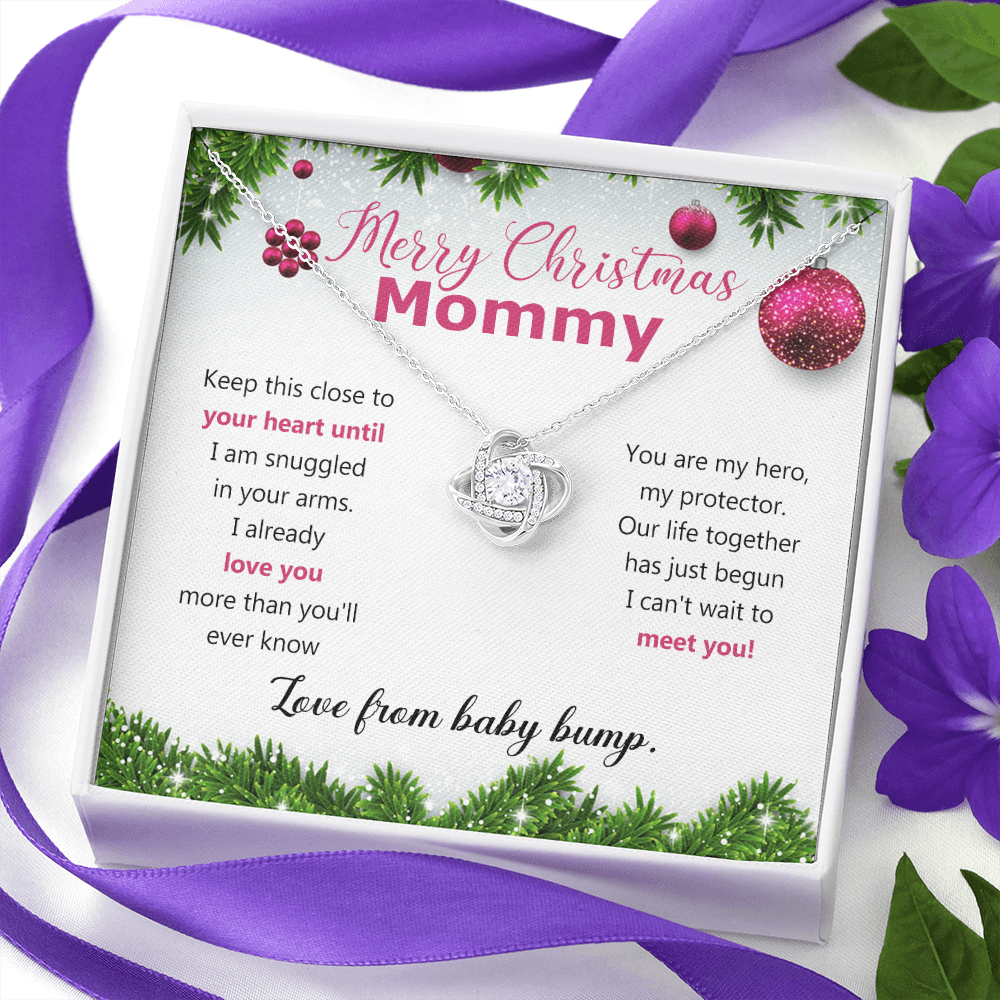 Mommy To Be Merry Christmas Present Necklace From Baby Bump First time mommy