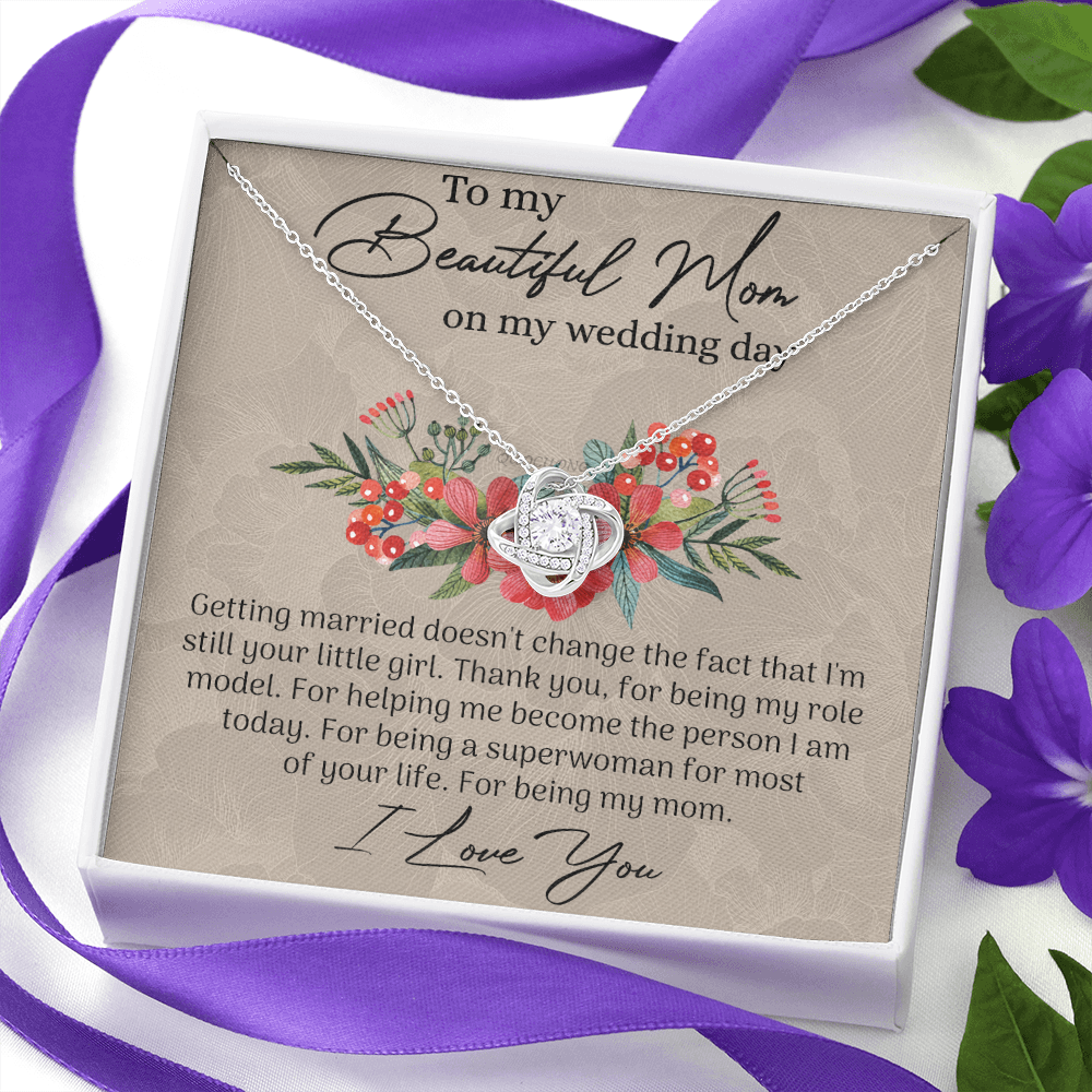 To My Beautiful Mom Necklace, Mom Wedding Gift Necklace from Bride, To My Beautiful Mom On My Wedding Day Necklace Mother of the Bride Gift Necklace Wedding Gift Necklace for Mom, Bride to Mom Gift