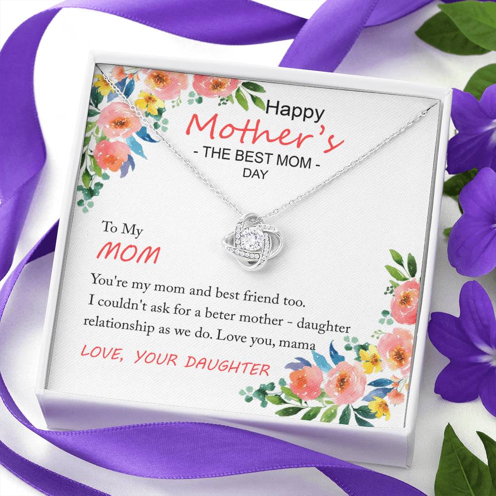 Happy Mother''s Day Gift Necklace, To My Mom Love Knot Necklace Gift From Daughter And Mother Love Knot Pendant Gift For Mom Bonus Mom Gift Necklace, The Best Mom Necklace, Jewelry Gift For Women