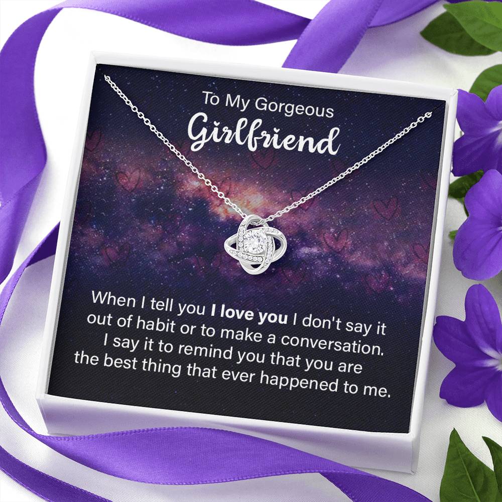 To My Girlfriend Necklace, Love Knot Necklace Valentines Day Gift For Girlfriend