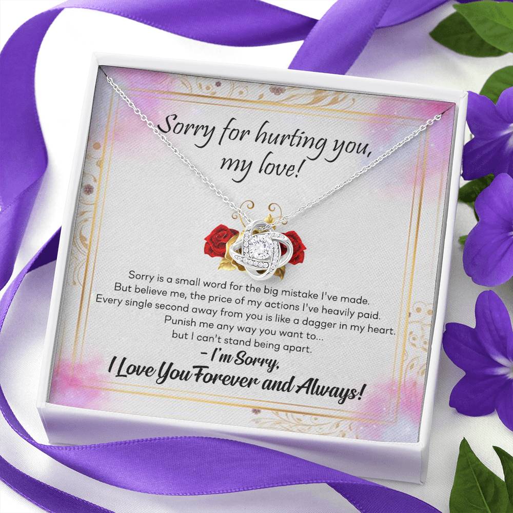To My Girlfriend Necklace From Boyfriend, Husband, Sorry For Hurting You, My Love Knot Necklace With Message Card, I'm Sorry Gift Necklace For Soulmate, Wife On Valentine Day Gift For Wife, Soulmate