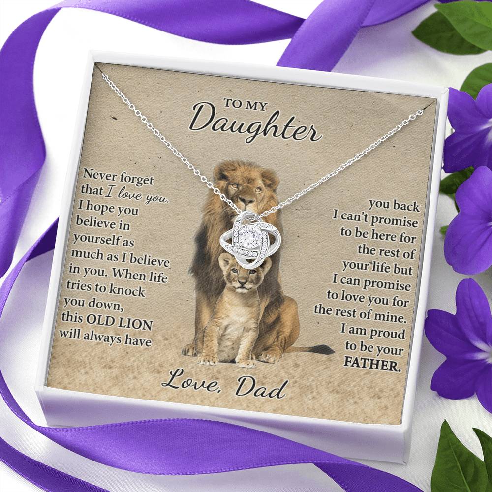 Daughter Gifts Necklace From Dad, To My Daughter Lion Dad And Daughter Necklace, Lion Daughter Necklace Gift On Christmas, Anniversary, Graduation Gift Jewelry Gift For Girls, Little Girl
