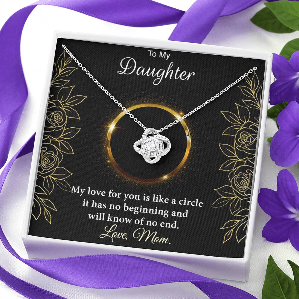 Personalized Gift Necklace For Daughter, Custom Card Gift For Daughter, To My Daughter Love Knot Necklace Gift From Mom, My Love For You Necklace, Love Knot Jewelry Gift For Daughter Birthday