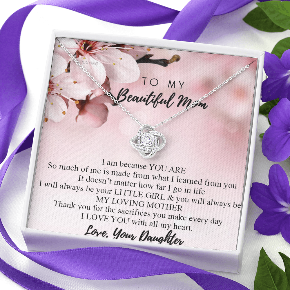 To My Mom Necklace From Daughter, Mother's Day Jewelry For Mom, Mother, Mother In law, Loving Mother Gift Necklace, Unique Moms Gift Ideas, Beautiful Mom Gift Love Knot Necklace On Mothers Day