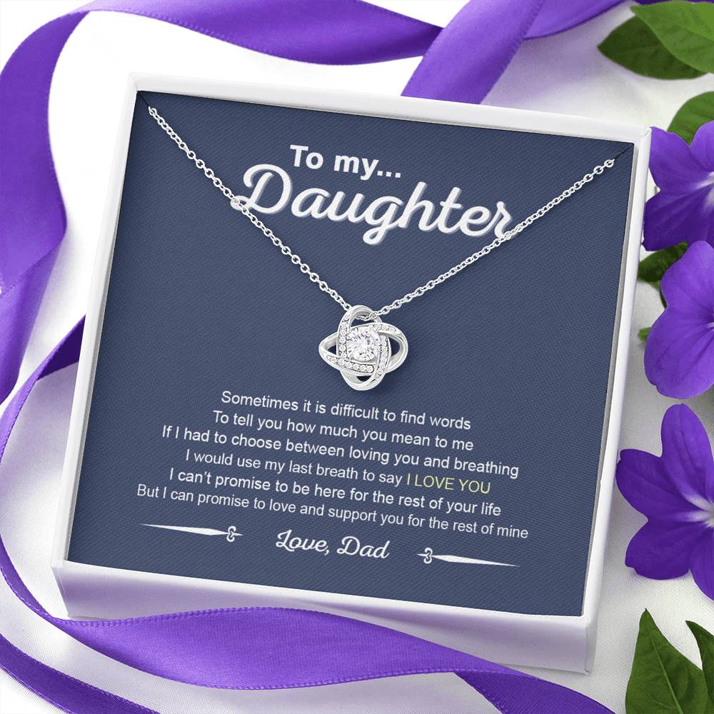 To My Daughter Love Knot Necklace From Dad, Father And Daughter Love Knot Pendant Gift For Daughter From Daddy To Daughter Love Knot Jewelry Gift For Girls, Love And Support Necklace For Daughter