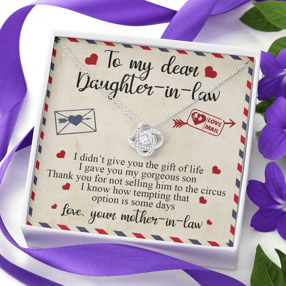 To My Dear Daughter-in-Law Gift Necklace From Mother In Law, Luxe Love Knot Necklace Gift Set, Necklaces For Girls, Little Girl Daughter In Law Gifts Necklace, Jewelry Gifts For Women Gifts