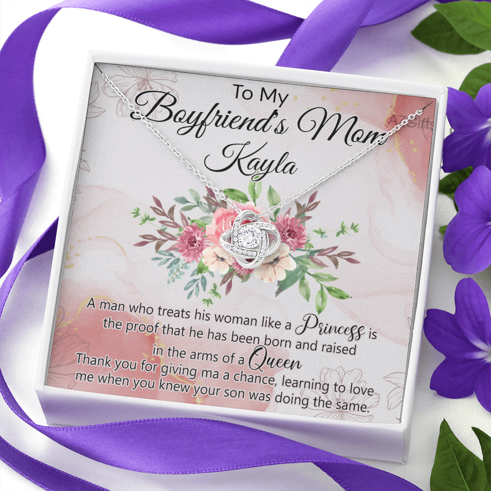 To My Boyfriend's Mom Necklace From Girlfriend, Boyfriends Mom Gift Necklace, Mothers Day Necklace For Boyfriends Mom From Girlfriend, Boyfriends Mom Love Knot Necklace On Mothers Day, Anniversary