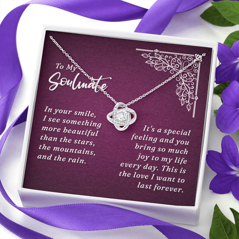 To My Soulmate Necklace From Husband, Boyfriend, Gift Necklace for Soulmate, Love Knot Necklace for Girlfriend, Soulmate Jewelry, Future Wife Gift Necklace, Necklace for Wife 14k White Gold