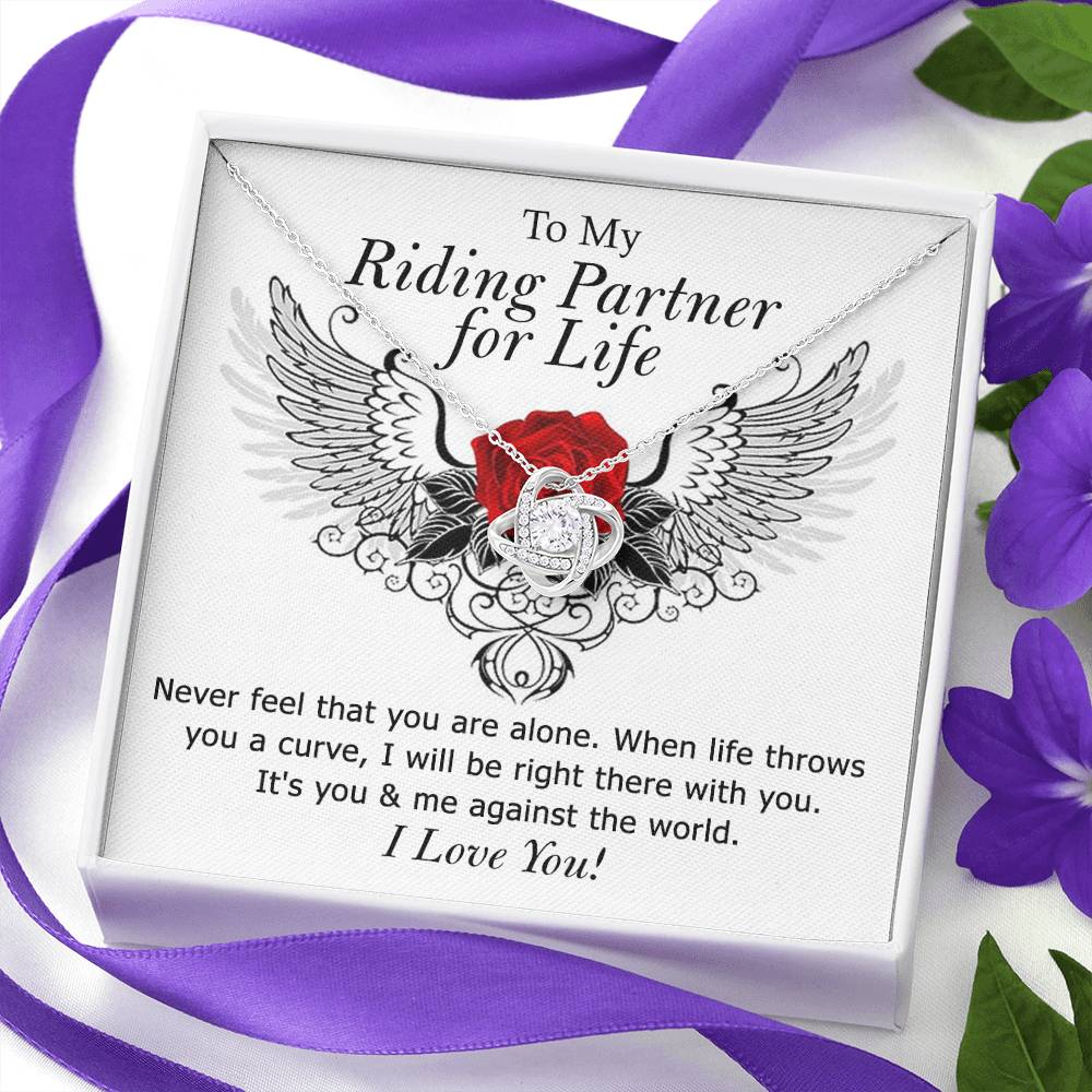 To My Riding Partner for Life Love Knot Necklace, Gift Necklace For Girlfriend, Gift Necklace To My Wife, Soulmate Gift Necklace For Her Luxury Jewelry Necklaces Gift On Birthday, Xmas, Anniversary
