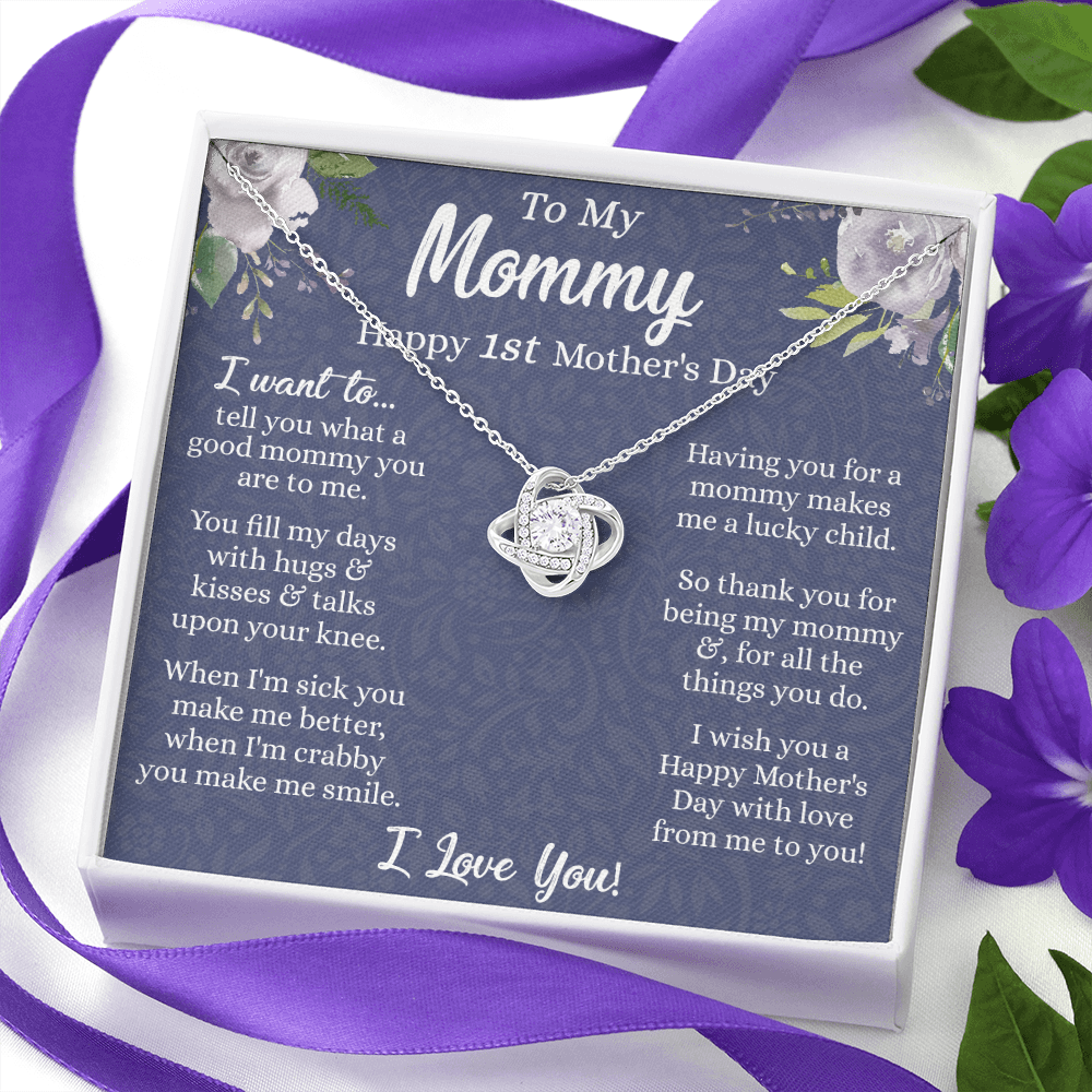1st Mother's Day Necklace Gift, To My Mommy Love Knot Necklace From Daughter, Necklace Gift For Mom, Happy Mother's Day Necklace, Birthday Necklace For Mom Anniversary Jewlry Gift For Women