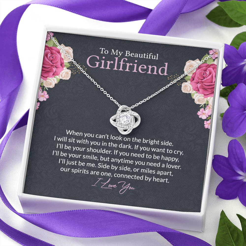 To My Beautiful Girlfriend Love Knot Necklace From Boyfriend, Husband, Girlfriend Gift Necklace - Love Knot Pendant Gift For Girlfriend, Soulmate Side By Side Gift Necklace To Girlfriend From Men