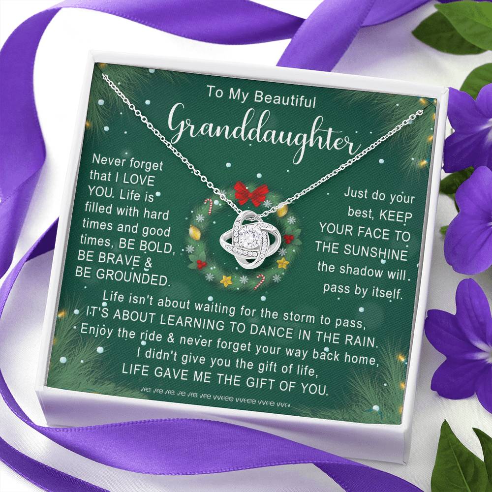 To My Granddaughter Necklace, Christmas Gift For Granddaughter From Nana Jewelry Gift For Girls, Granddaughter And Grandma Necklace, Love Knot Necklace Gift For Granddaughter