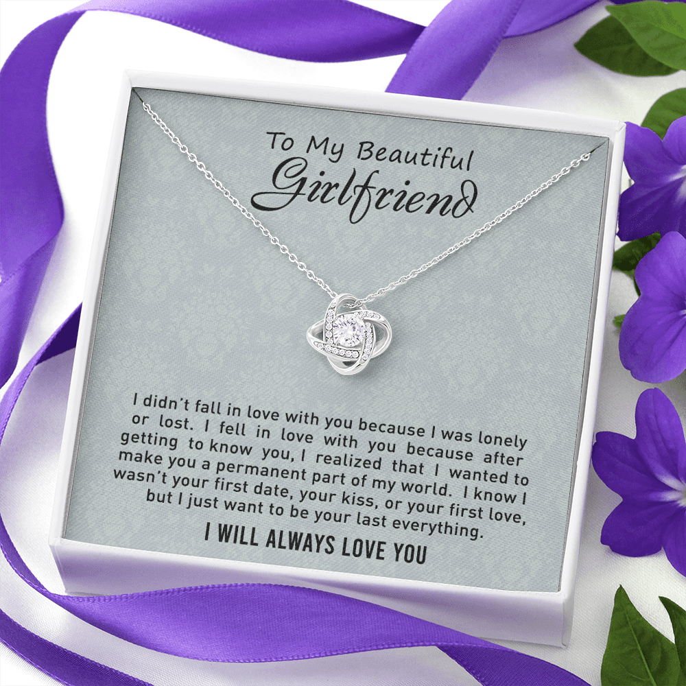 To My Beautiful Girlfriend Love Knot Necklace From Boyfriend, Husband, Girlfriend Gift Necklace - Love Knot Pendant Gift For Beautiful Girlfriend, Soulmate Gift Necklace To Girlfriend From Boyfriend