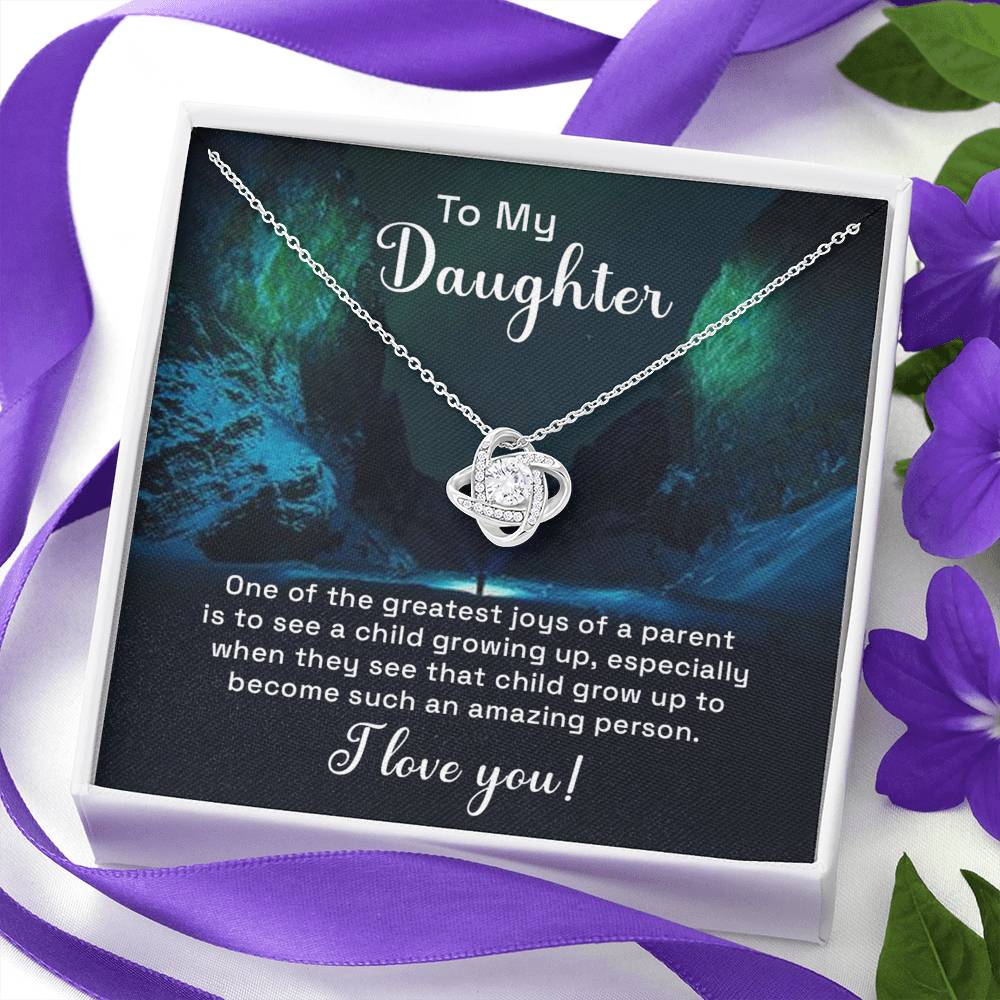 To My Daughter Love Knot Necklace From Parent, Daughter Gift Necklace From Mom, Step Daughter Necklace, Gift Necklace For Stepdaughter, Bonus Daughter Gifts, Step Daughter Gifts Love Knot Necklace