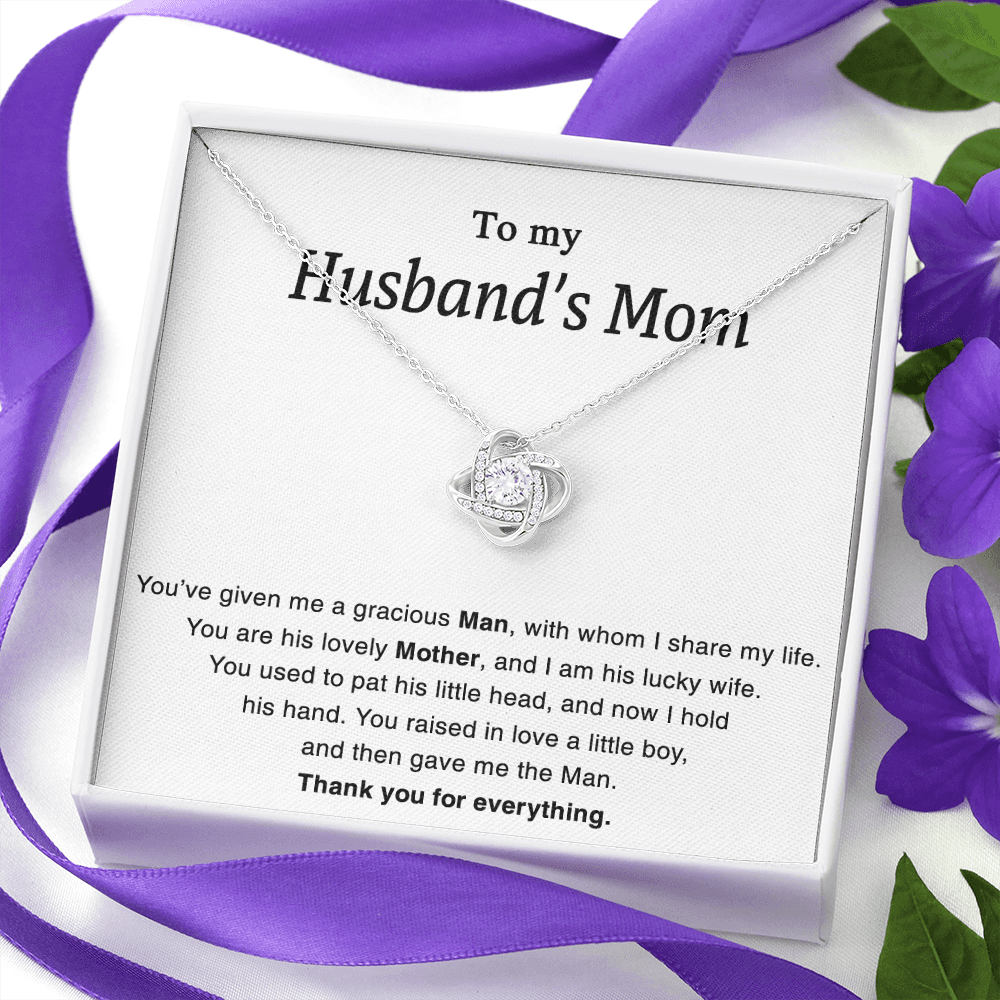 To My Husband's Mom Necklace For Her Thank You Mom Jewelry Gift Knot Mothers Day