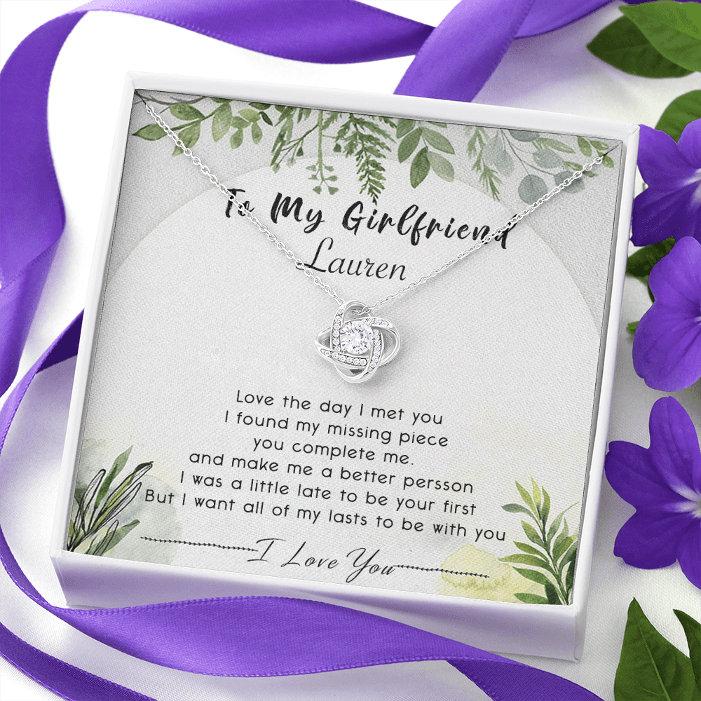 To My Girlfriend Necklace From Boyfriend, Husband, Beautiful Girlfriend Gift Necklace - Jewelry Gift For Girls, Love The Day Love Knot Pendant Gift For Girlfriend, Soulmate Personalize Necklace