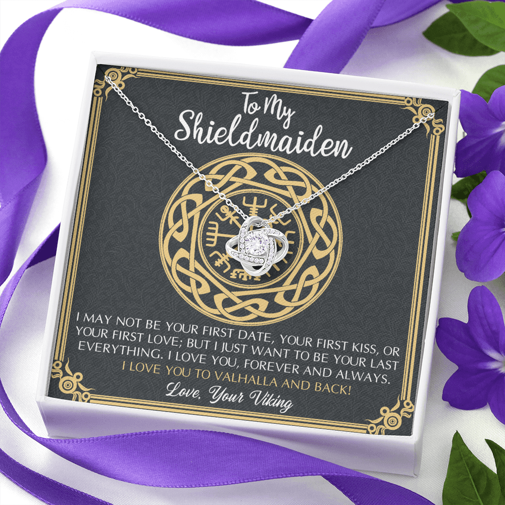 Personalized Gift Necklace, To My Shieldmaiden Necklace From Viking, I Love You to Valhalla and Back Viking Necklace Jewelry Gift For Women Wife Girlfriend Anniversary Customized Message Card