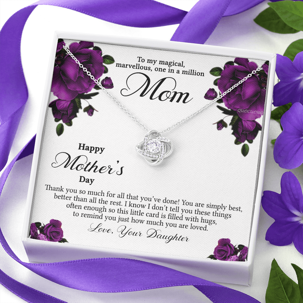 To My Mom Necklace From Daughter, Happy Mother's Day Necklace Gift For Women, Jewelry For Mom, Thank You Necklace Gift For Mom On Mothers Day, Anniversary, Birthday Mother And Daughter Gift Necklace