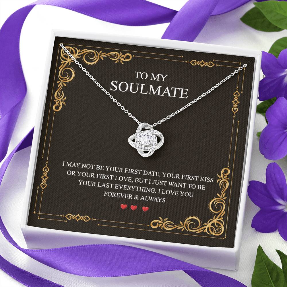 To My Soulmate Love Knot Necklace Gift From Husband To Wife, Girlfriend, Soulmate Gift Necklace On Valentines Day Anniversary, Christmas Necklace for Her Romantic, Jewelry Gift For Women