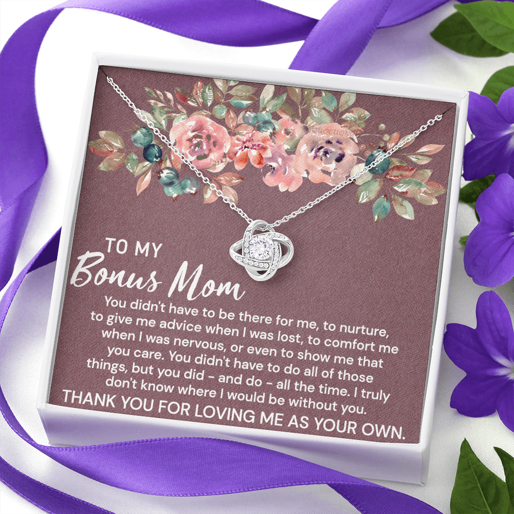 To My Bonus Mom Necklace From Bonus Daughter, Bonus Mom Gift Necklace, Bonus Mother Jewelry For Women, Thank You For Loving Me As Your Own Necklace Gift For Mom On Mothers Day, Anniversary, Birthday