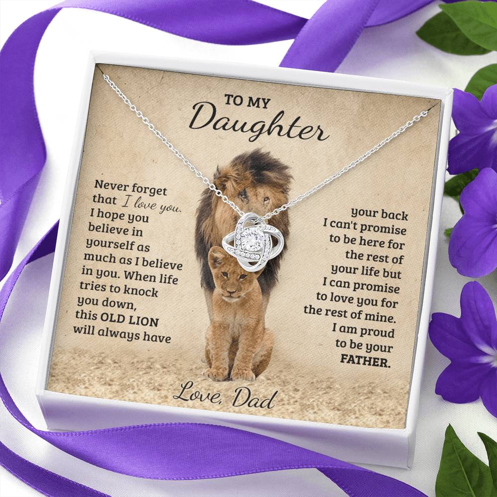 To My Daughter Gift Necklace from Dad Old Lion Your Back Believe Rest of Mine Personalized Chain Necklace Jewelry for Women Birthday Valentine Mother Jewelry Gift For Girls, Little Girl