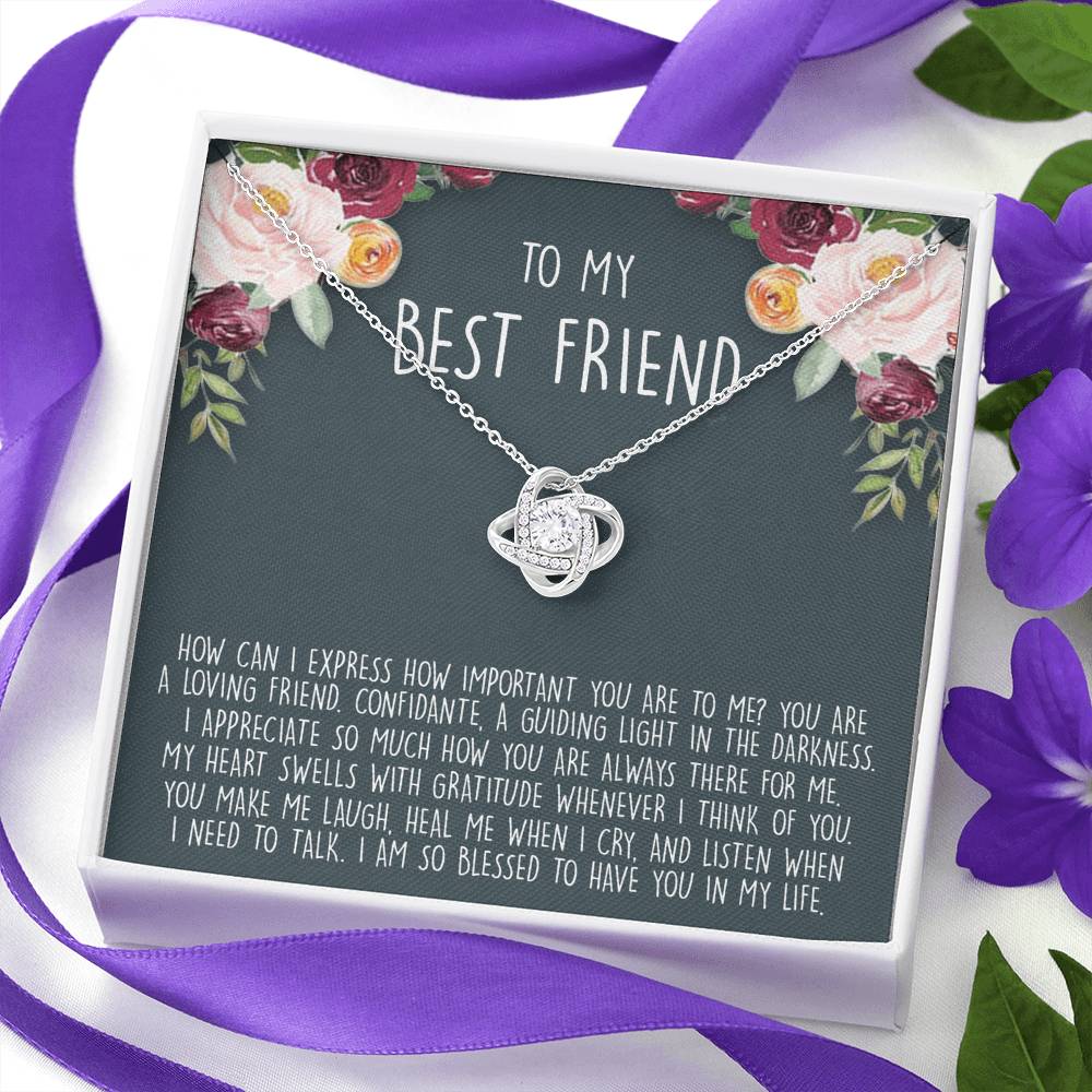 To My Best Friend Gift Necklace From Friend - BFF Gift Necklace, Gifts Pendant For BFF, Love Knot Necklace Gift For Friend, BFF With Message Card and Gift Box Necklace On Birthday, Anniversary