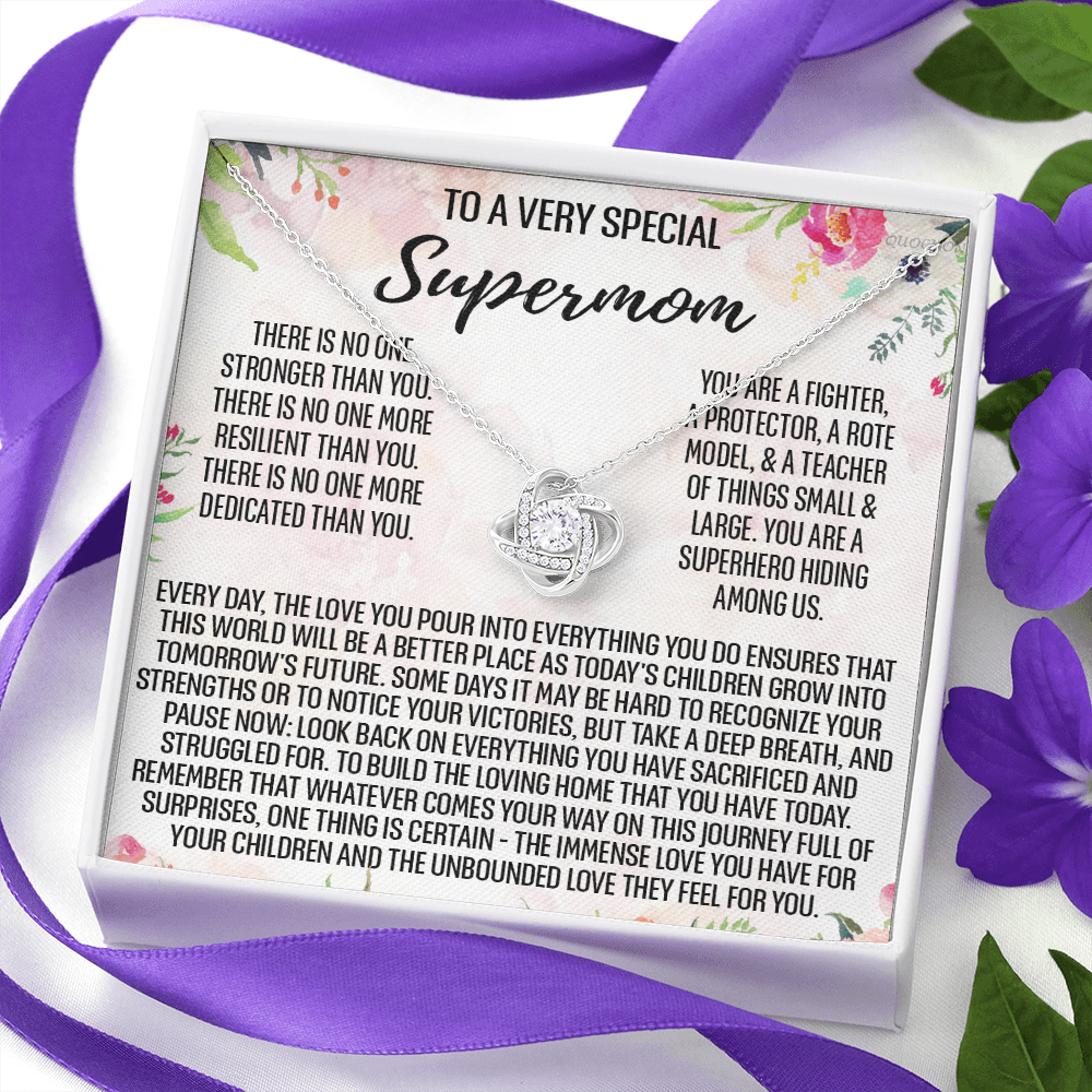 To My Mom Necklace From Daughter, To A Very Special Supermom Mom Love Knot Necklace Gift for Single Mother, Second Mom Gift Necklace, Present for Mom, Gift Necklace Mother's Day Idea Gift For Women