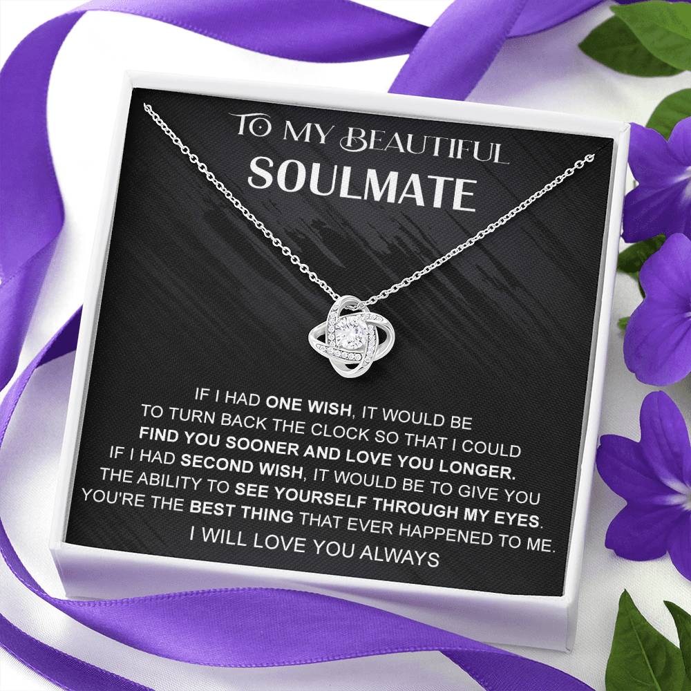 Love Knot Necklace Gift For Soulmate, Valentine's Day Gift Necklace For Soul Mate, To My Beautiful Soulmate Gift Necklace From Boyfriend, Husband for Her Romantic, Girlfriend Gifts Necklace
